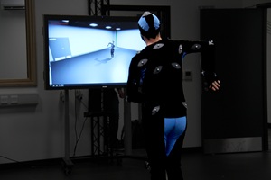 Motion capture of a person in front of screen